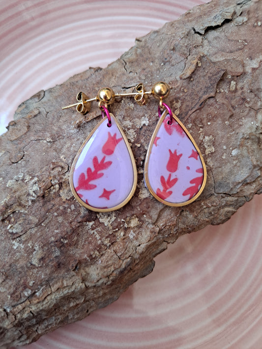 pendientes Lágrima Rosa y Rojo
