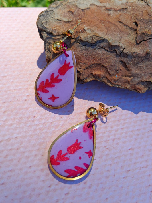 pendientes Lágrima Rosa y Rojo