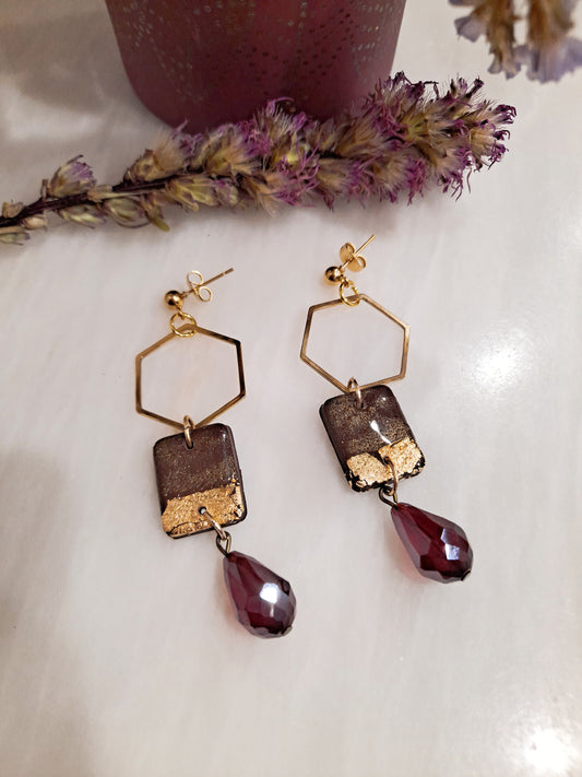 pendientes hexagonales Marrón PUNJAB