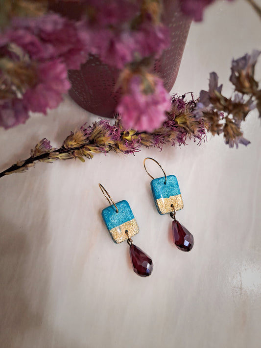 aretes Azules lágrima roja PUNJAB